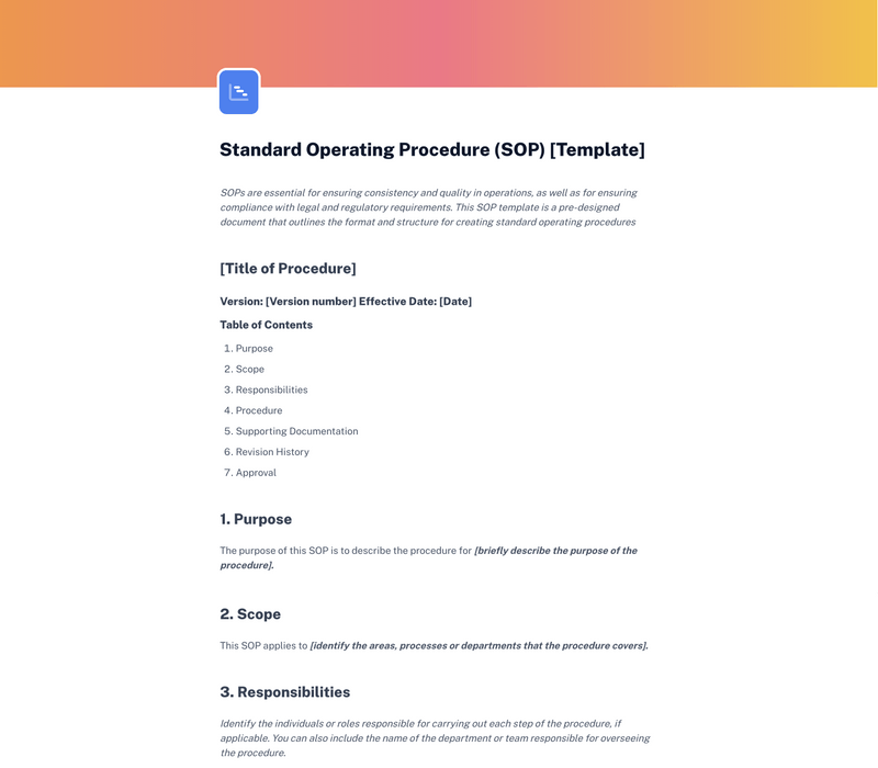 Standard Operating Procedure (SOP) Template Scribe